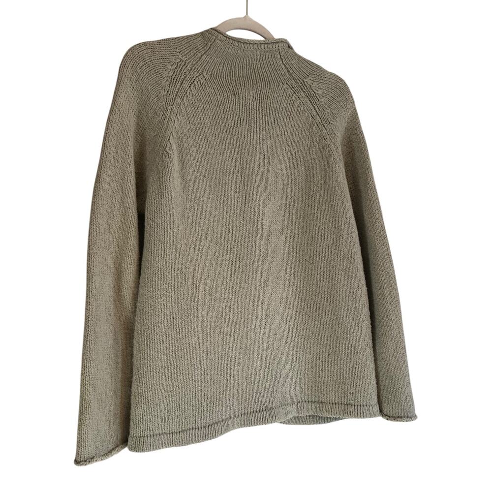 LL Bean Sage Green Cotton Knit Full Zip Cottagecore Cardigan Sweater Size Medium - Picture 13 of 13